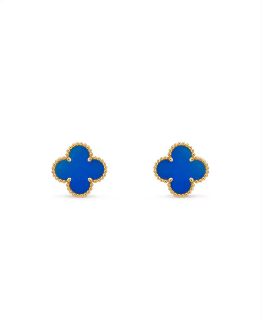 Boucle d'oreilles trèfle bleu