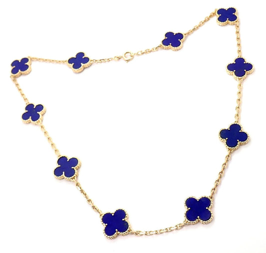 Collier trèfle bleu